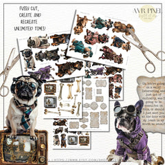 Steampunk Dogs Ephemera Set: Vintage Junk Journal Kit (PDF Download)_JJES13SET21