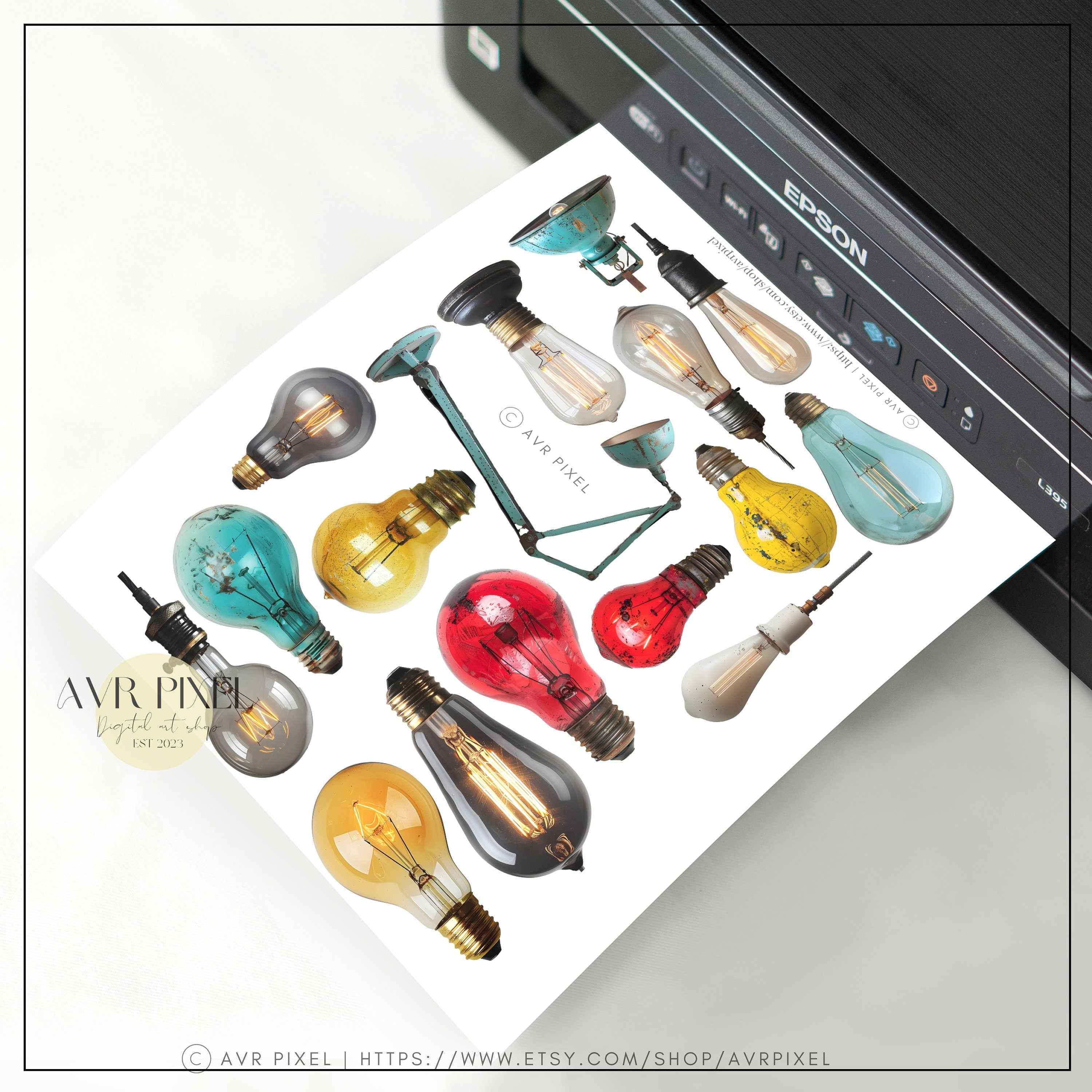 Steampunk Scrapbook Ephemera Set: Victorian Bulbs & Metal Plates (PDF Download)