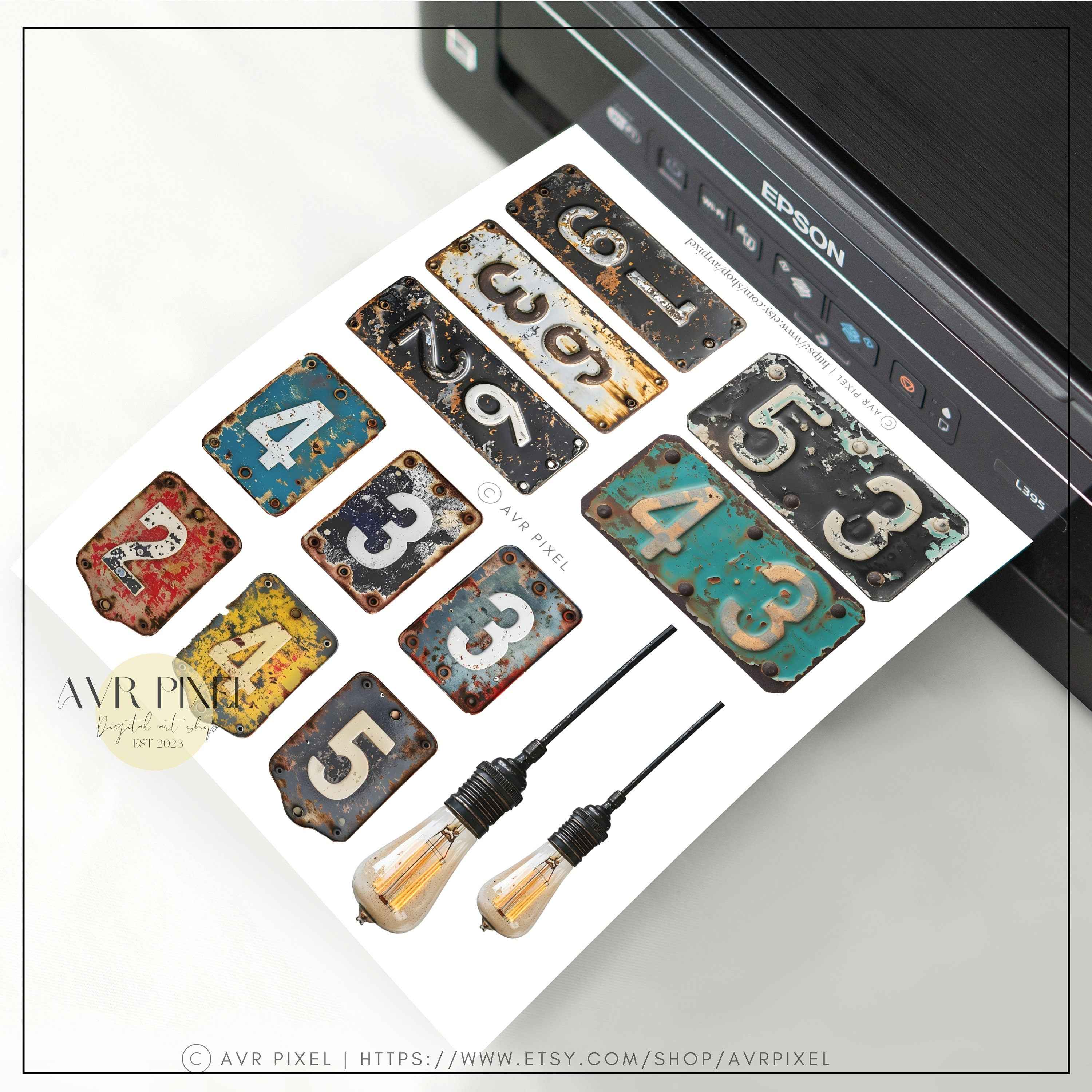 Steampunk Scrapbook Ephemera Set: Victorian Bulbs & Metal Plates (PDF Download)