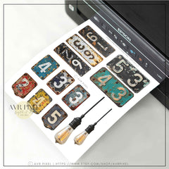 Steampunk Scrapbook Ephemera Set: Victorian Bulbs & Metal Plates (PDF Download)
