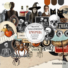 Rustic Halloween Ephemera Kit | Gothic Junk Journal & Vintage Collage | Digital Download
