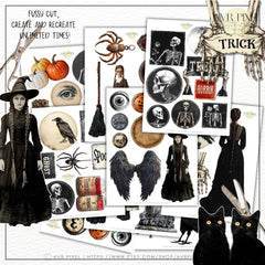 Rustic Halloween Ephemera Kit | Gothic Junk Journal & Vintage Collage | Digital Download