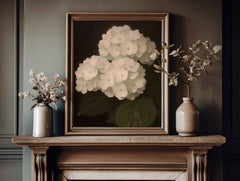 Hydrangea Wall Art Print: Dark Tone Minimalist Botanical Decor (Digital Download