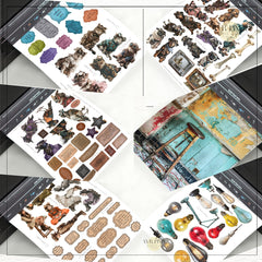 200 Vintage Steampunk Ephemera Printable, Junk Journal Kit, DIY Collage Pack (PDF Download)