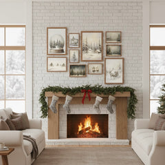 Vintage Farmhouse Christmas Prints: Rustic Winter Wall Art Set (PDF Download)