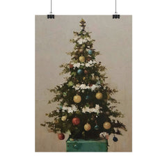 Charming Vintage Christmas Tree Oil Painting Poster Print Unframed