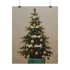 Charming Vintage Christmas Tree Oil Painting Poster Print Unframed