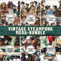 200 Vintage Steampunk Ephemera Printable, Junk Journal Kit, DIY Collage Pack (PDF Download)