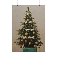 Charming Vintage Christmas Tree Oil Painting Poster Print Unframed