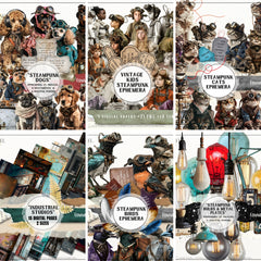 200 Vintage Steampunk Ephemera Printable, Junk Journal Kit, DIY Collage Pack (PDF Download)