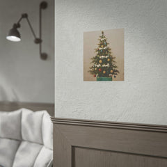 Charming Vintage Christmas Tree Oil Painting Poster Print Unframed