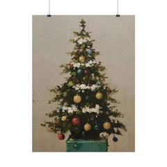 Charming Vintage Christmas Tree Oil Painting Poster Print Unframed