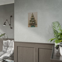 Charming Vintage Christmas Tree Oil Painting Poster Print Unframed