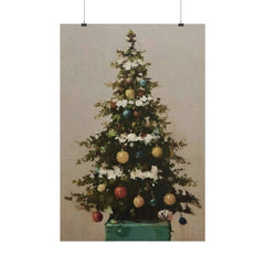 Charming Vintage Christmas Tree Oil Painting Poster Print Unframed