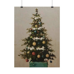 Charming Vintage Christmas Tree Oil Painting Poster Print Unframed