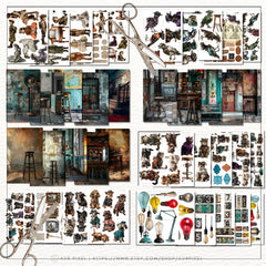 200 Vintage Steampunk Ephemera Printable, Junk Journal Kit, DIY Collage Pack (PDF Download)