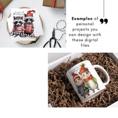 Christmas Animal Cliparts: Watercolor PNG Designs (PDF Download)