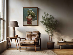 Santa in Snow Carrying Christmas Tree | Winter Wall Art | Poster Print or Digital option