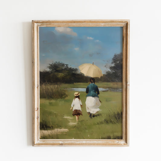 A Stroll in the Countryside - Classic Oil Painting | Unframed Poster Print