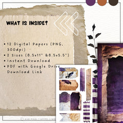 Halloween Digital Paper Pack | Rustic Vintage Scrapbook Sheets & Journaling Pages | Commercial Use