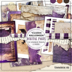 Halloween Digital Paper Pack | Rustic Vintage Scrapbook Sheets & Journaling Pages | Commercial Use