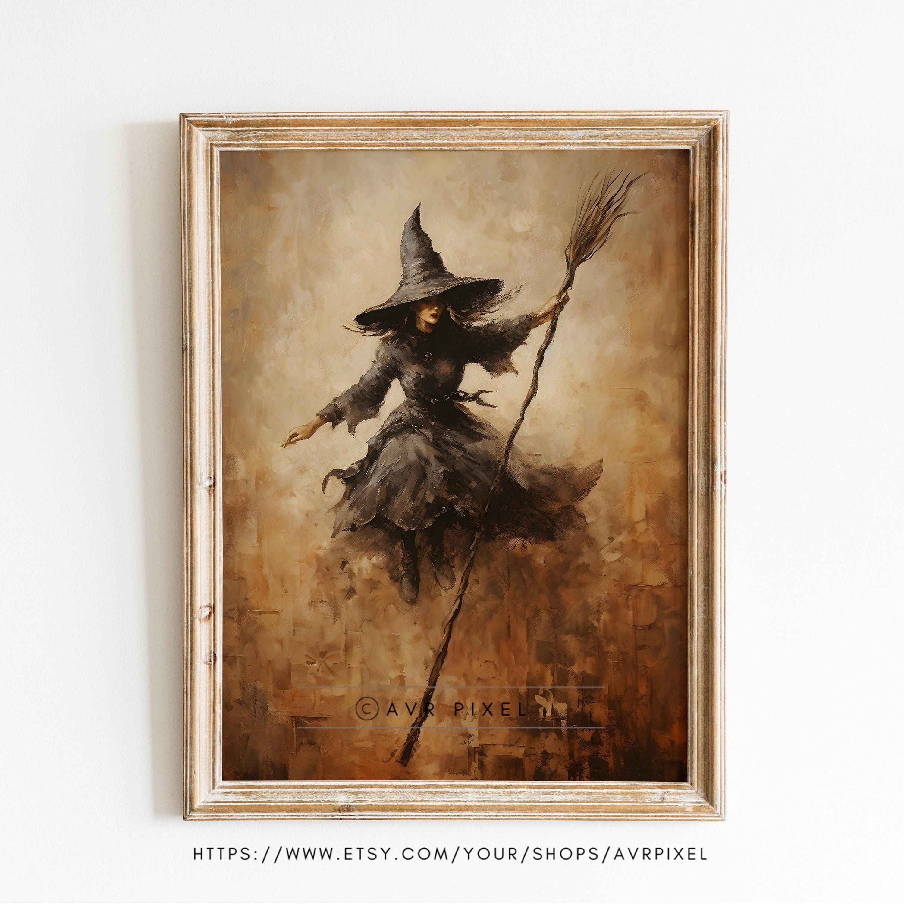 Enchanting Witch Wall Art: Boho Halloween Print for Cozy Autumn Homes - PDF Download